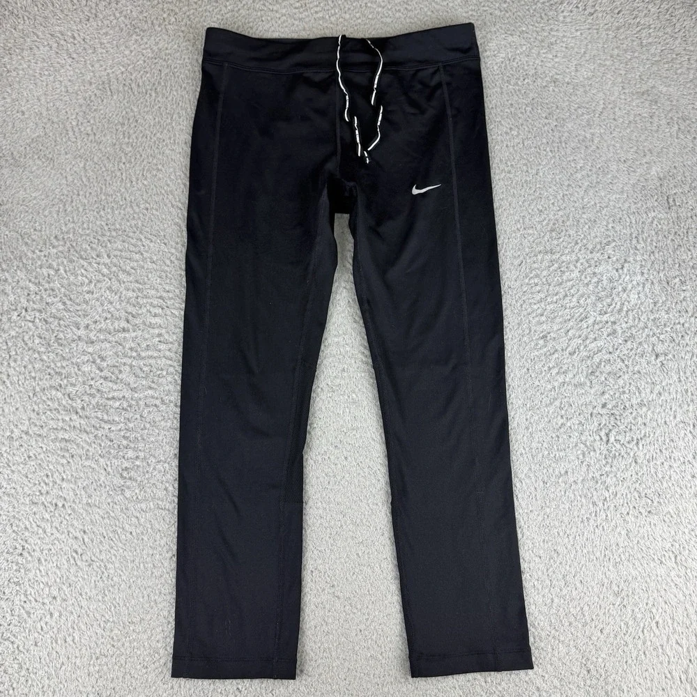 Nike Running‎ Dri-Fit Black Pull-On Drawstring Compression Capris Size Medium